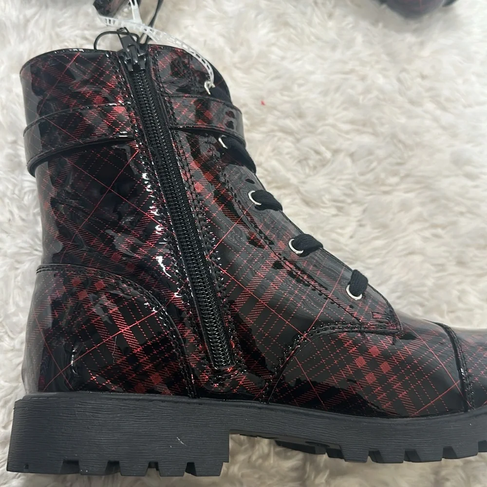 Jessica Simpson Daria Moto Boot with Buckle in Black Plaid